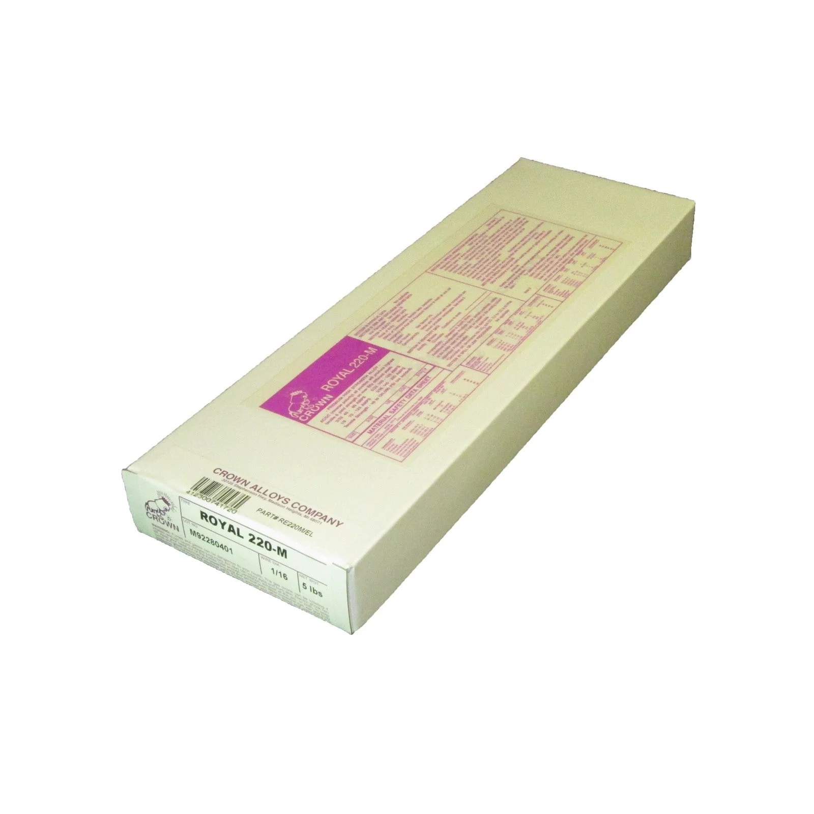 Crown Alloy 1/16 ROYAL 220-M Super Alloy for Welding ALL Steels ELECTRODE 5 lb BOX (RE220M/EL)