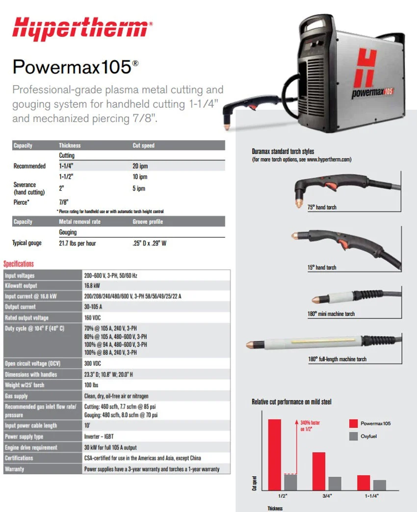 Hypertherm Powermax 105 w/CPC 50ft Mechanized Torch Pkg (059379) - Image 4