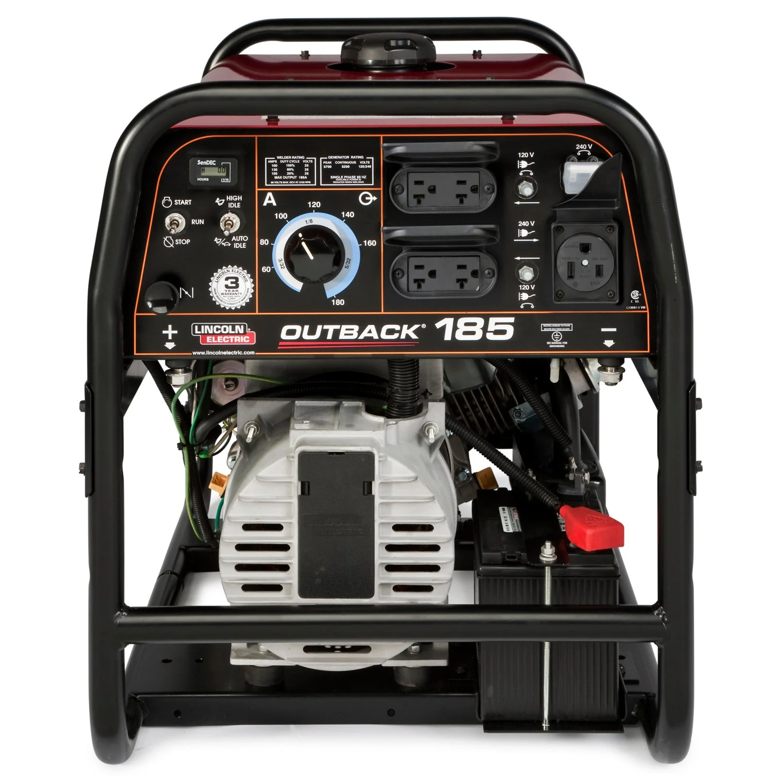 Lincoln Outback 185 Engine Welder Generator w/ Cover (K2706-2, K2804-1) - Image 3
