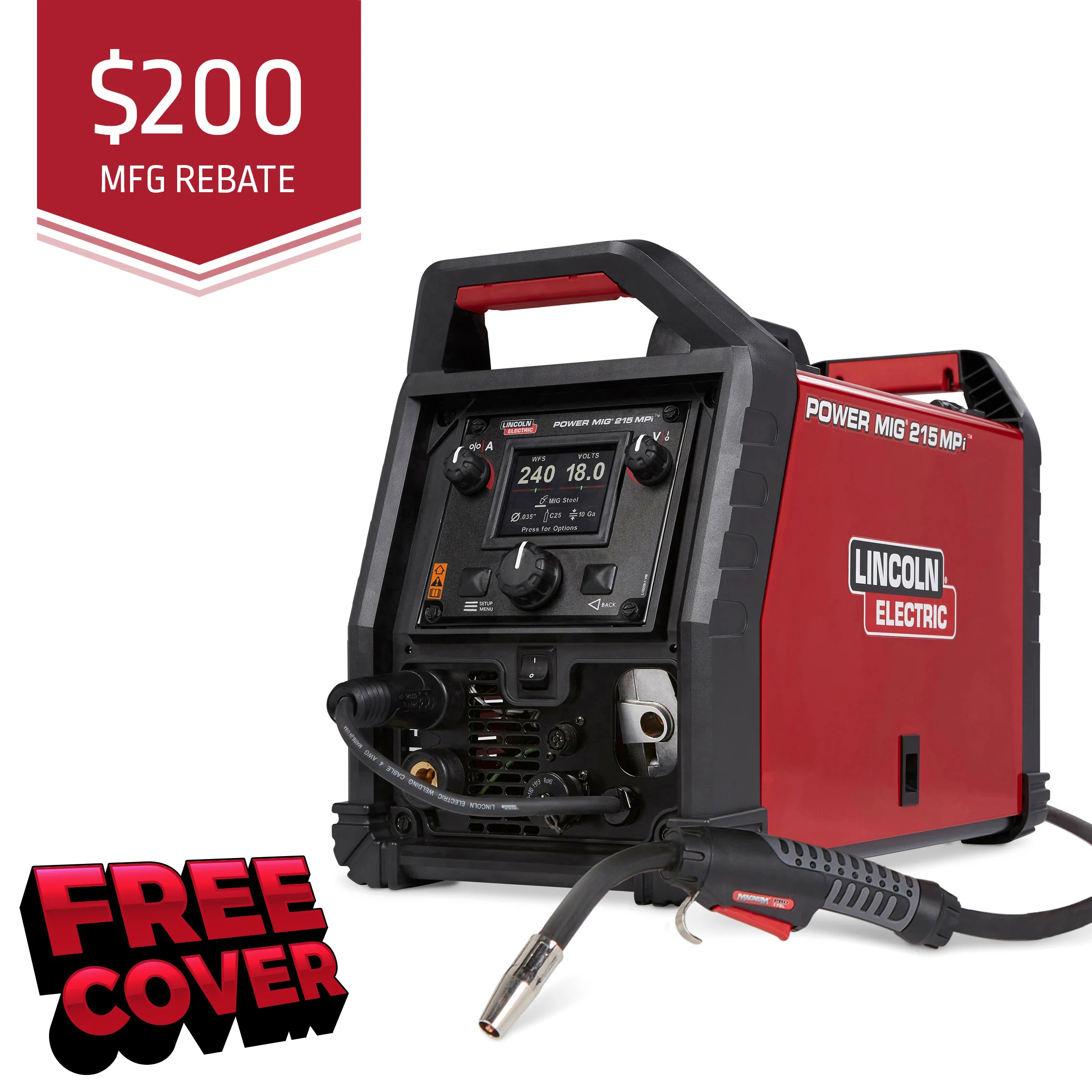 Lincoln Power MIG 211i Mig Welder w/Cart and Spoolgun (K6080-1)