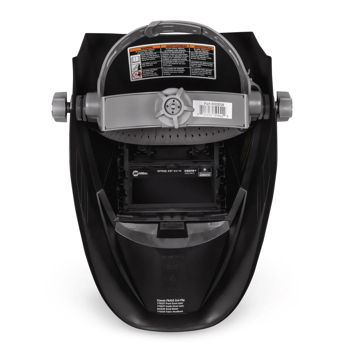 Miller Classic Series Black Fixed Shade 10 Flip-Up Welding Helmet (287798) - Image 2