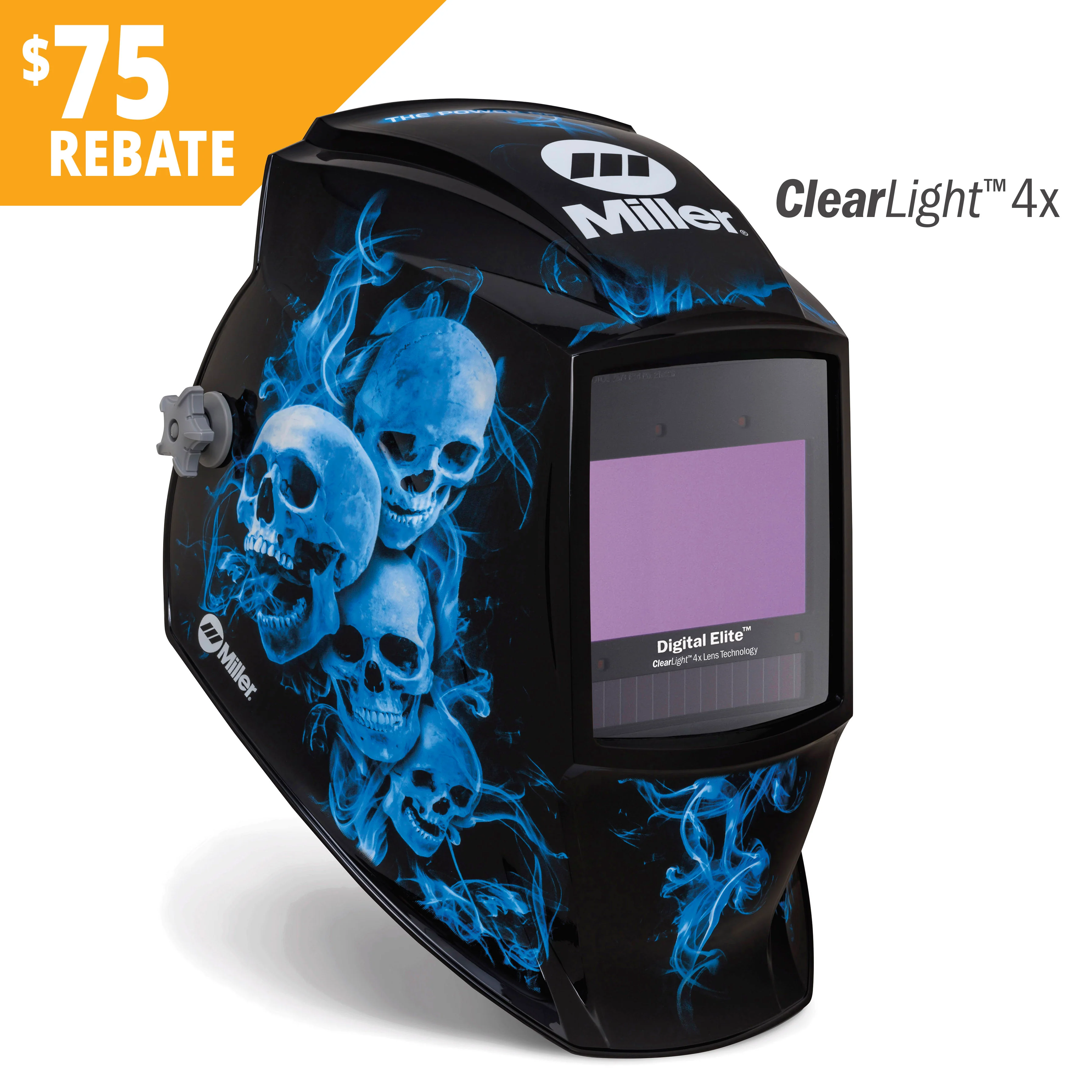 Miller Digital Elite Blue Rage II Welding Helmet w/ClearLight 4X Lens (296774)