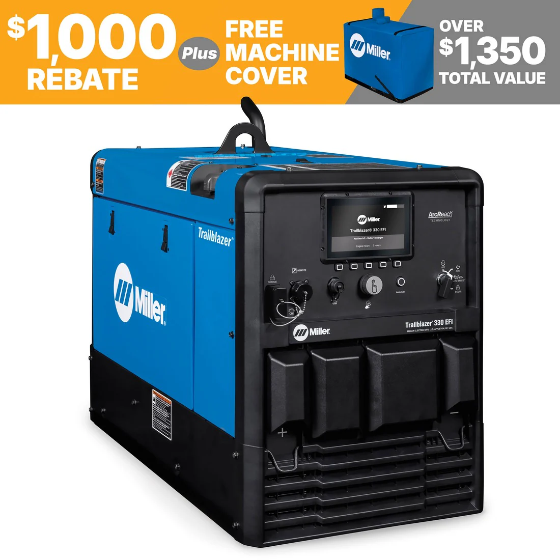 Miller Trailblazer 330 EFI Welder/Generator w/Excel Power, and Battery Charge (907832003)
