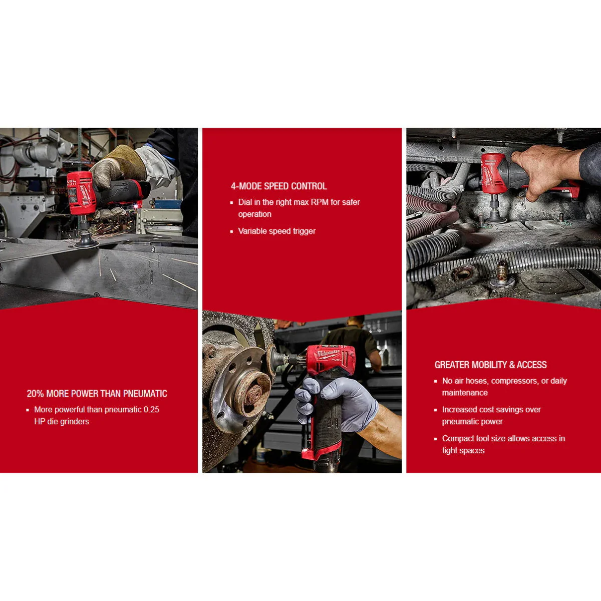 Milwaukee M12 FUEL 1/4 Inch Right Angle Die Grinder 2 Battery Kit (2485-22) - Image 5