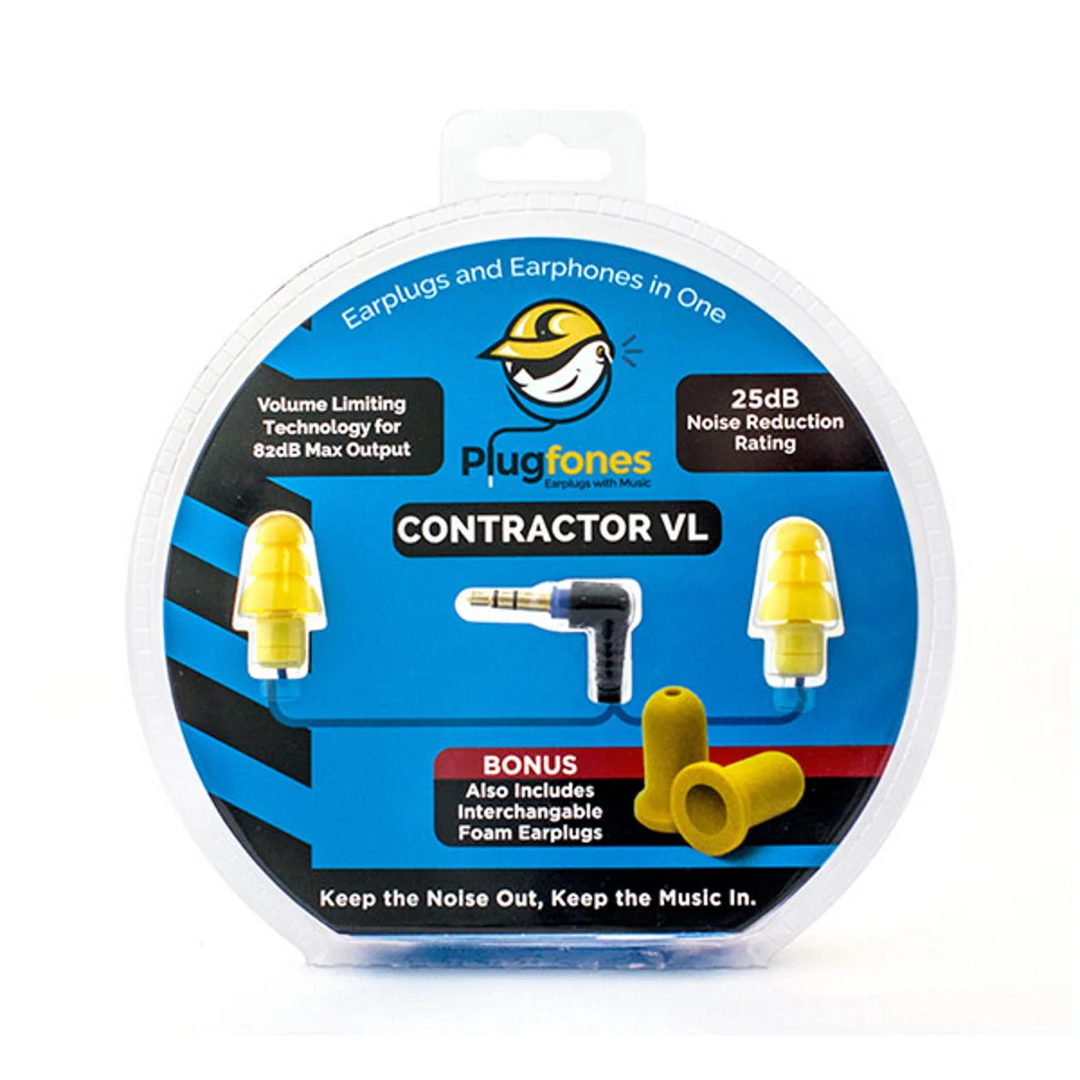 Plugfones Contractor VL Yellow Earplug Headphones - Image 2
