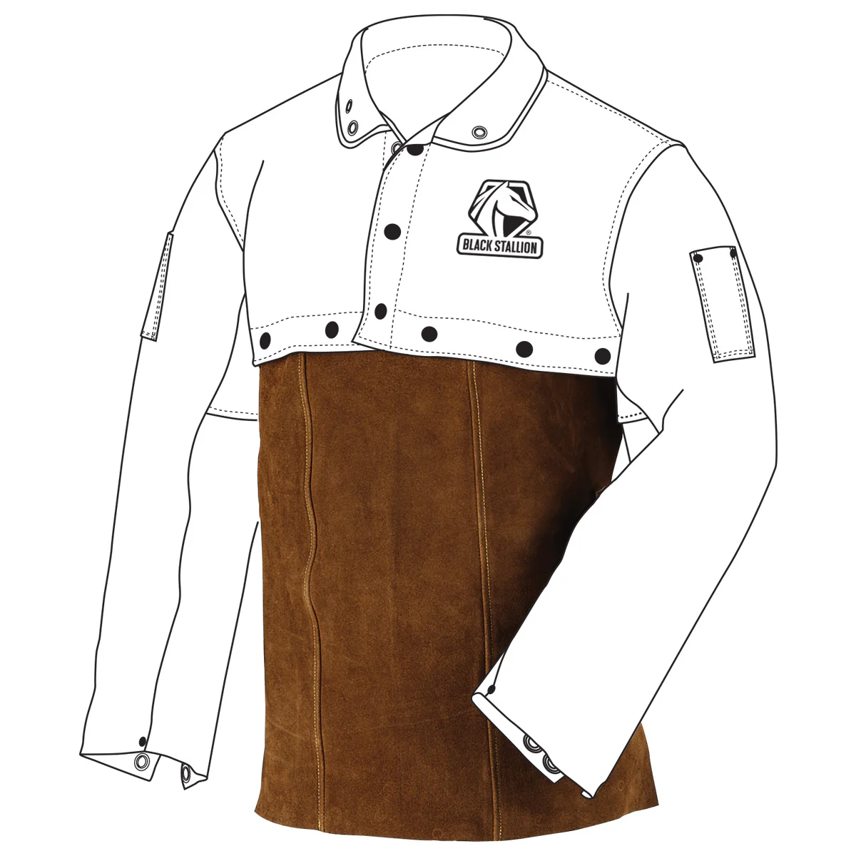 Revco Black Stallion 14 Inch Leather Welding Bib for Cape Sleeves (14WB)