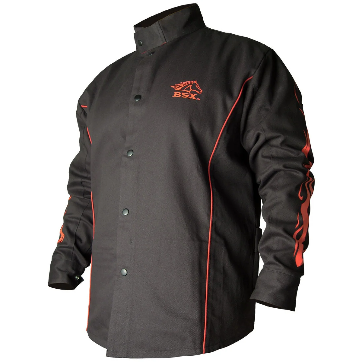 Revco Black Stallion BSX 9oz Black w/Red Flames FR Cotton Welding Jacket (BX9C) - Image 6