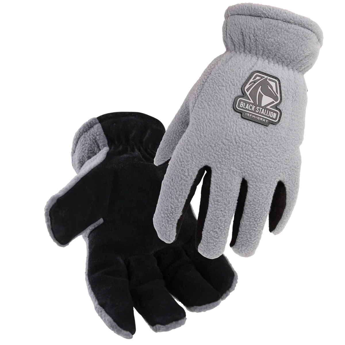Revco Black Stallion FuzzyHand Split Cowhide and Polar Fleece Winter Gloves (15FH-Gray)