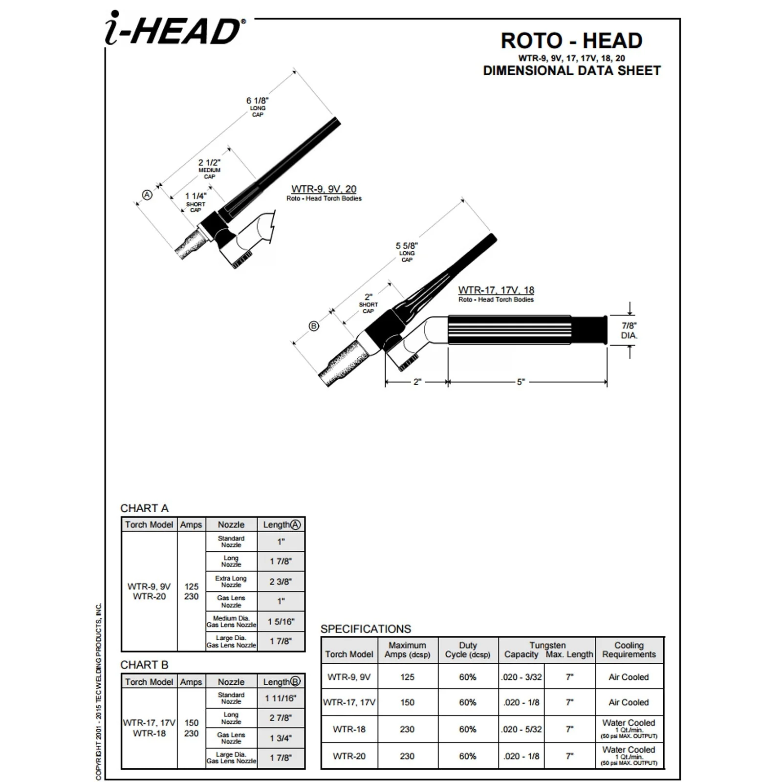 Weldtec 150A, 25Ft Air-Cooled I-Head Roto-Head TIG Torch (WTR-17-25R) - Image 2